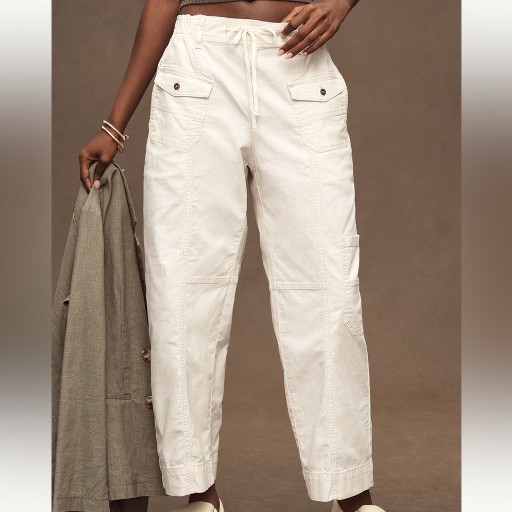 Anthropologie Pilcro White Utility Drawstring Cropped